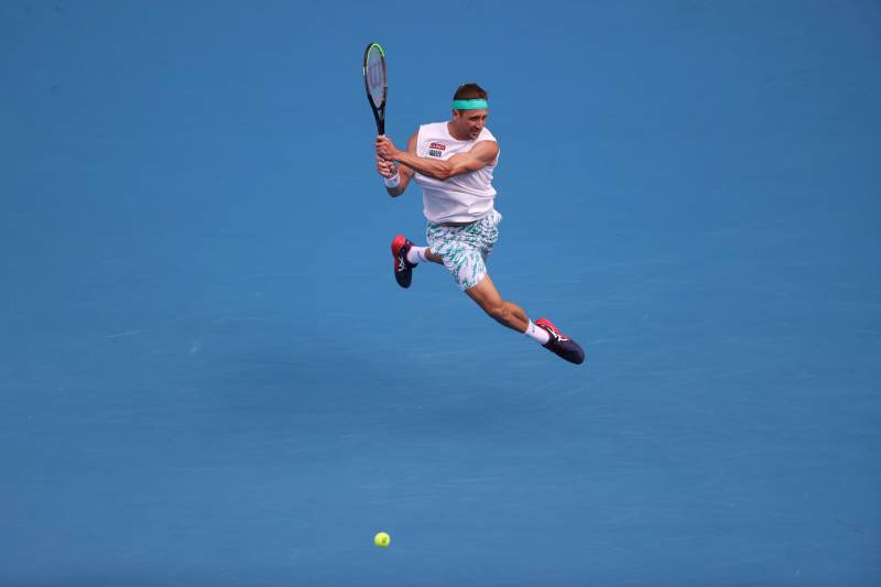 Tennys Sandgren plays a shot