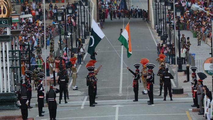 Group of British Indian Sikhs cross Wagah on bicycles