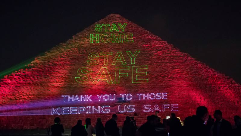 Great Pyramid in Egypt lights up in solidarity against virus