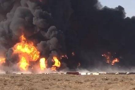 Inferno on Afghanistan-Iran border as dozens of oil tankers catch fire