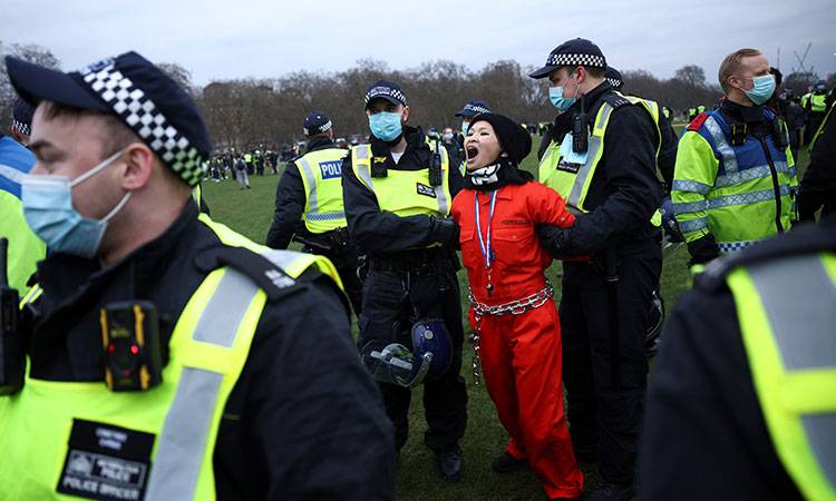 UK police arrest 36 at anti-lockdown protests