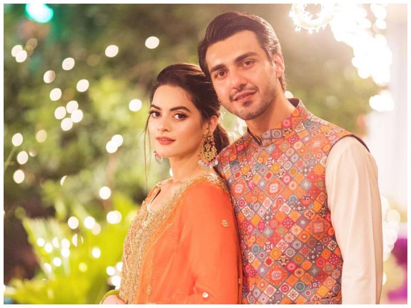 Minal Khan and Ahsan Mohsin BTS clicks from upcoming project 