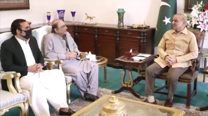 Zardari, Bilawal meet Shehbaz to felicitate him