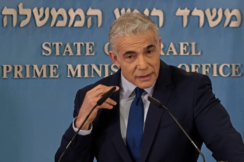 Israeli Prime Minister Yair Lapid speaks during a press conference in Jerusalem following the maritime agreement with Lebanon. AFP