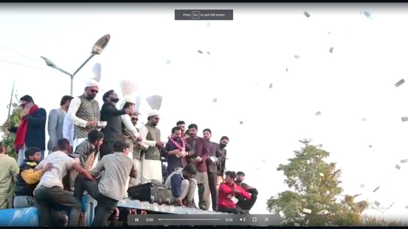 Foreign currency showered in Sialkot wedding