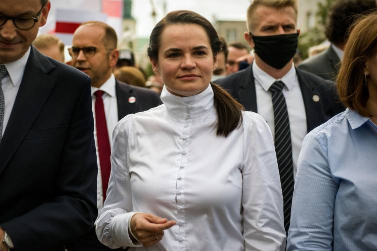 Belarus opposition leader denounces her trial as 'farce'
