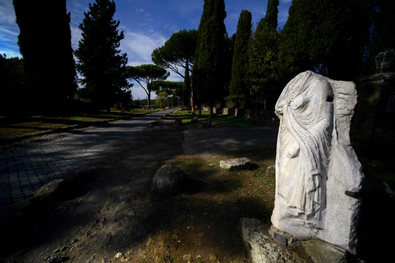 The Appian Way (Via Appia Antica) is pictured in Rome on January 26, 2023. All roads lead to Rome, as the saying goes, and the most prestigious is the Appian Way, the strategic highway for the Roman Empire now hoping to become a Unesco World Heritage Site. AFP