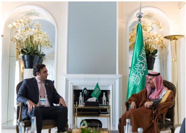 Foreign Minister Bilawal Bhutto Zardari meeting with his Saudi counterpart Faisal Bin Farhan Al Saud on the sidelines of the Munich Security Council in Germany. 