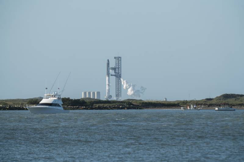 The SpaceX Starship rocket as seen from South Padre Island, Texas. AFP