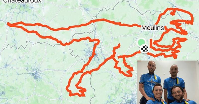 French cyclists create record-breaking GPS drawing of 637-mile-long dinosaur