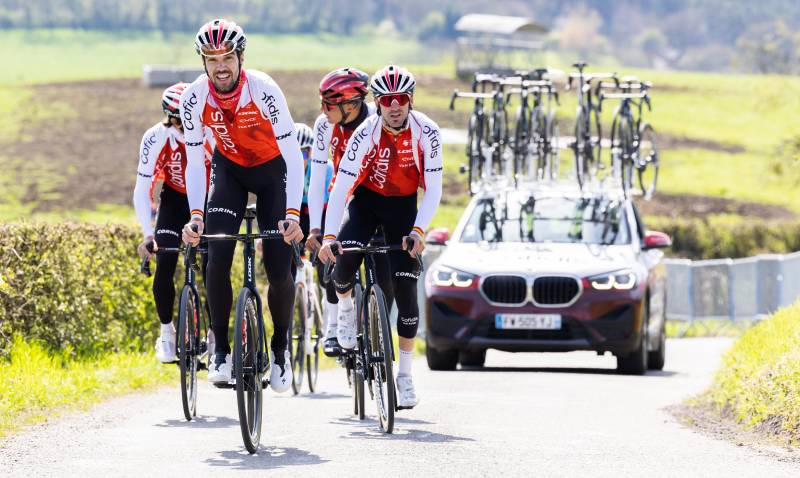 Germany's Simon Geschke of Cofidis rides during a training and track reconnaissance session, ahead of the Liege-Bastogne-Liege one day cycling race, in Remouchamps, Aywaille, on April 21, 2023. AFP 
