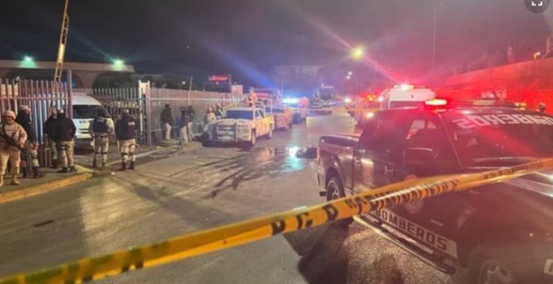 An image taken from video shows members of the Mexican Army at the site of a fire at an immigration detention facility in Ciudad Juarez, Mexico, in which at least 40 people died on March 28, 2023. 