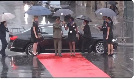 PM Shehbaz Sharif’s rare umbrella gesture