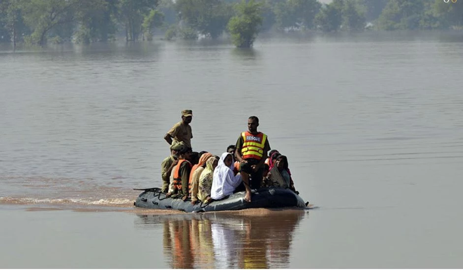 Rescuers help marriage party cross swollen River Sutlej in boat