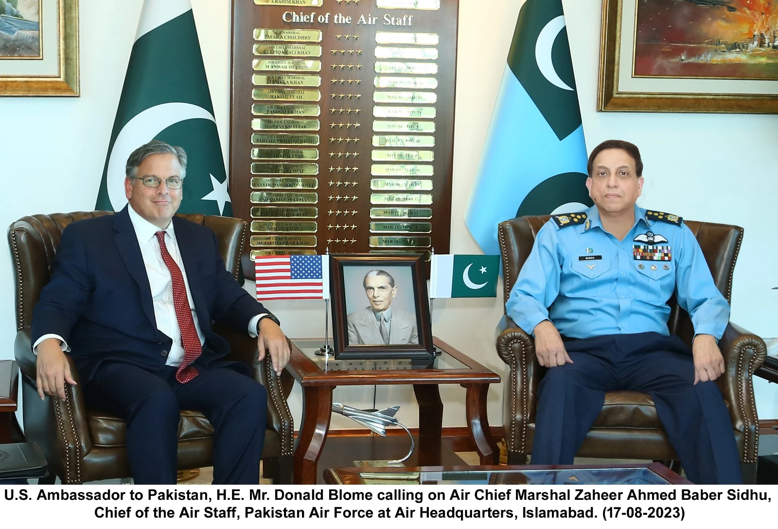 US Ambassador calls on Pak Air Chief to discuss regional security situation