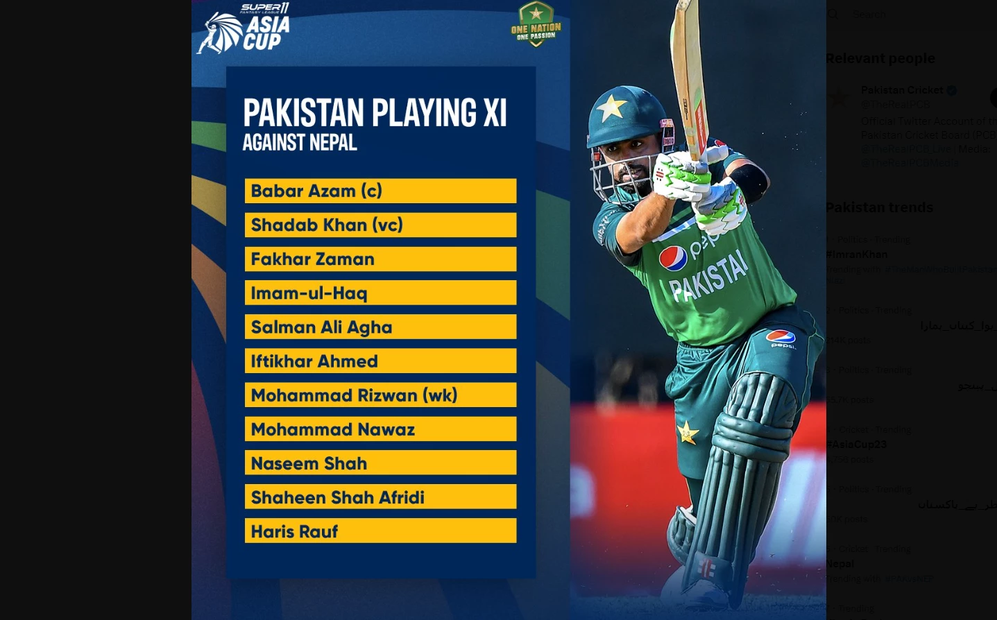 Babar Azam's squad ready for Nepal challenge in Asia Cup opener