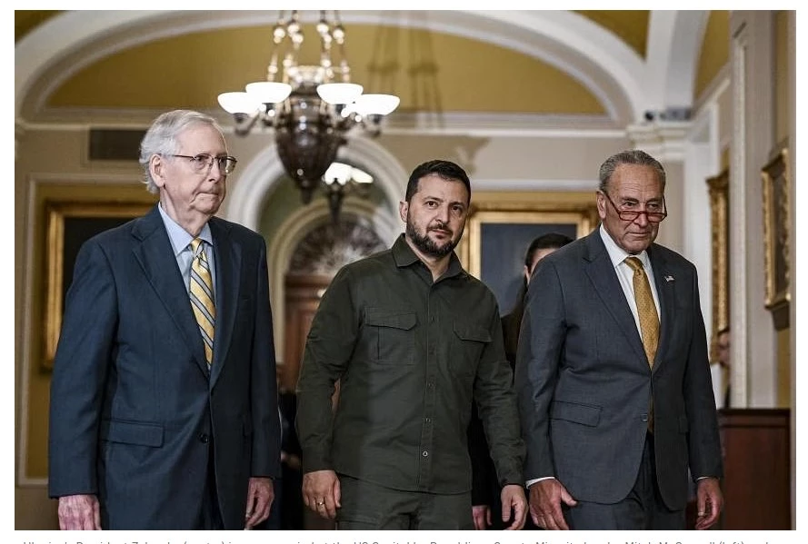 Zelensky warns in Washington that Ukraine will lose without US aid