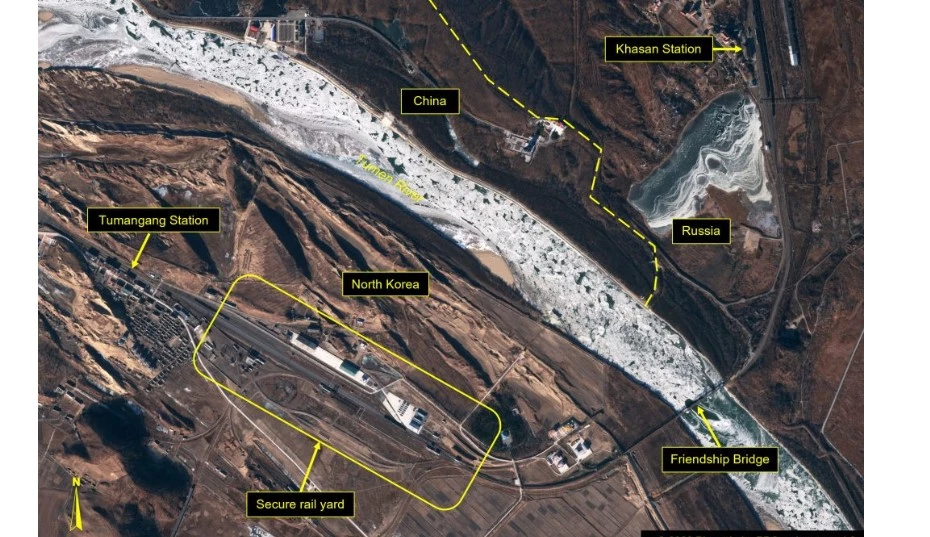 Train cars massing at North Korea-Russia border