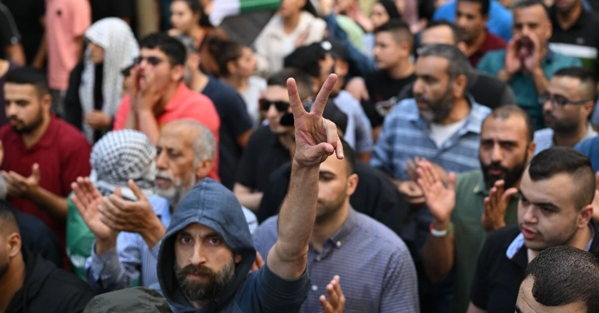 Hundreds protest in West Bank after Gaza hospital strike