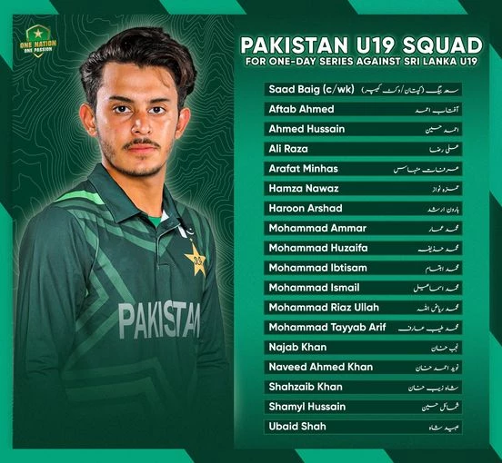 Pakistan U19 squad for One-Day series against Sri Lanka U19 announced