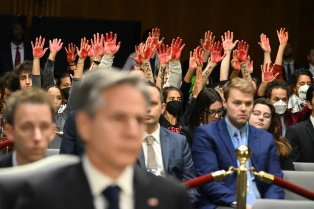 'Ceasefire now!' Protesters interrupt US congress hearing