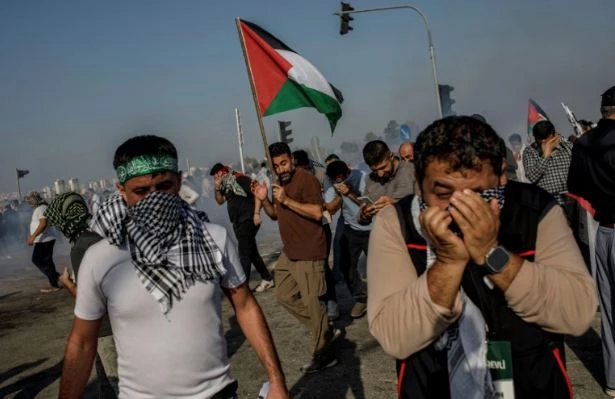 Turkish police tear gas pro-Palestinian protesters at air base