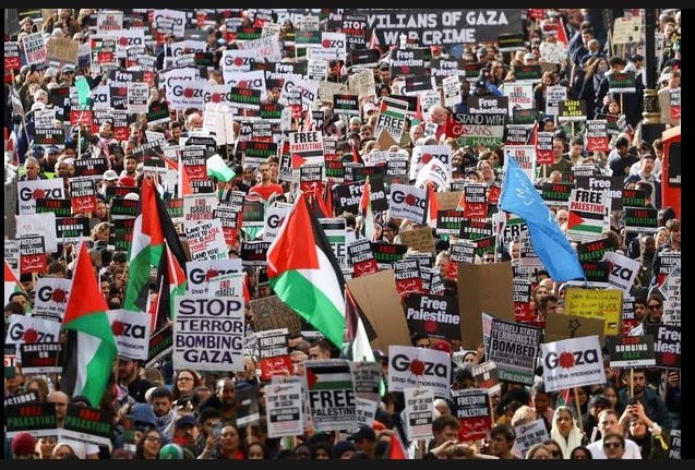 Hundreds of thousands stage Armistice Day pro-Palestinian rally in London