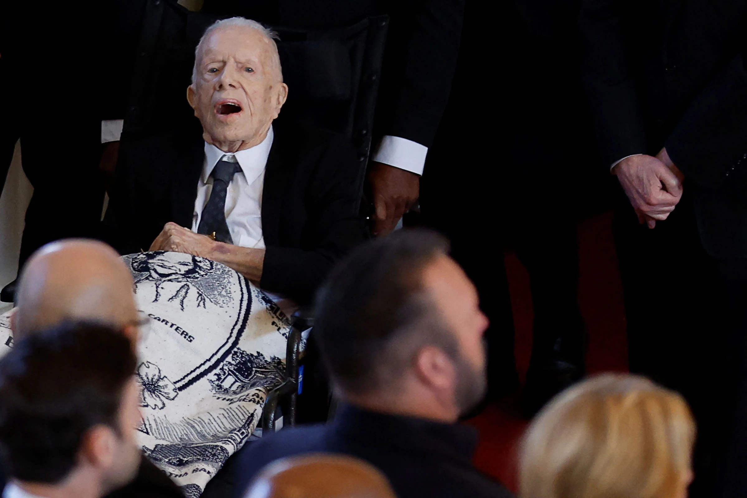 Jimmy Carter, 99, makes rare public appearance at wife Rosalynn's memorial