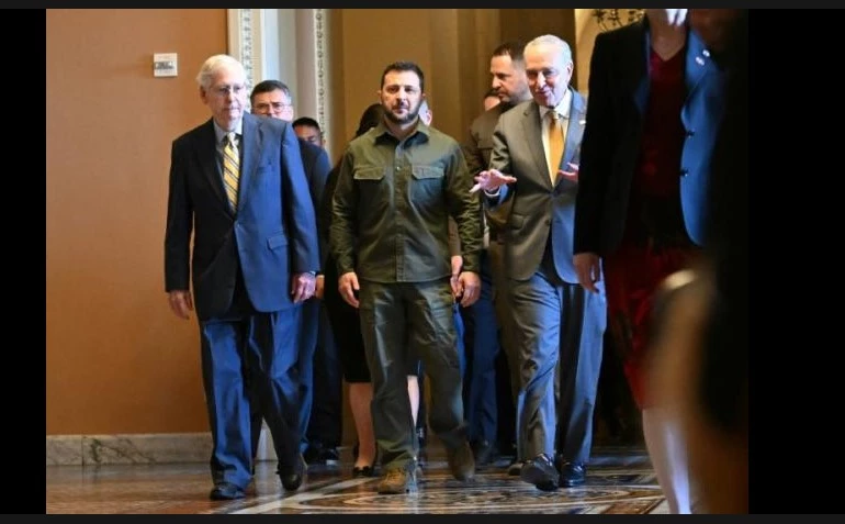 US senators square off at Ukraine briefing after Zelensky pulls out