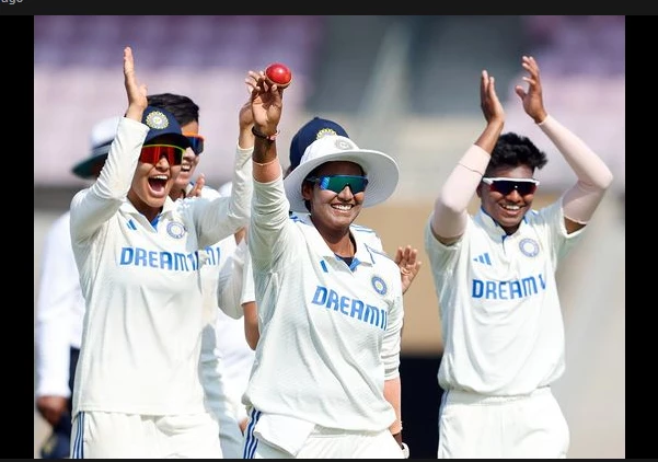 India romp home to record Test win against England women