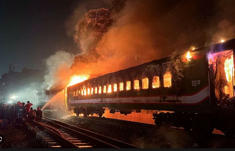 Bangladesh police arrest opposition members over train fire