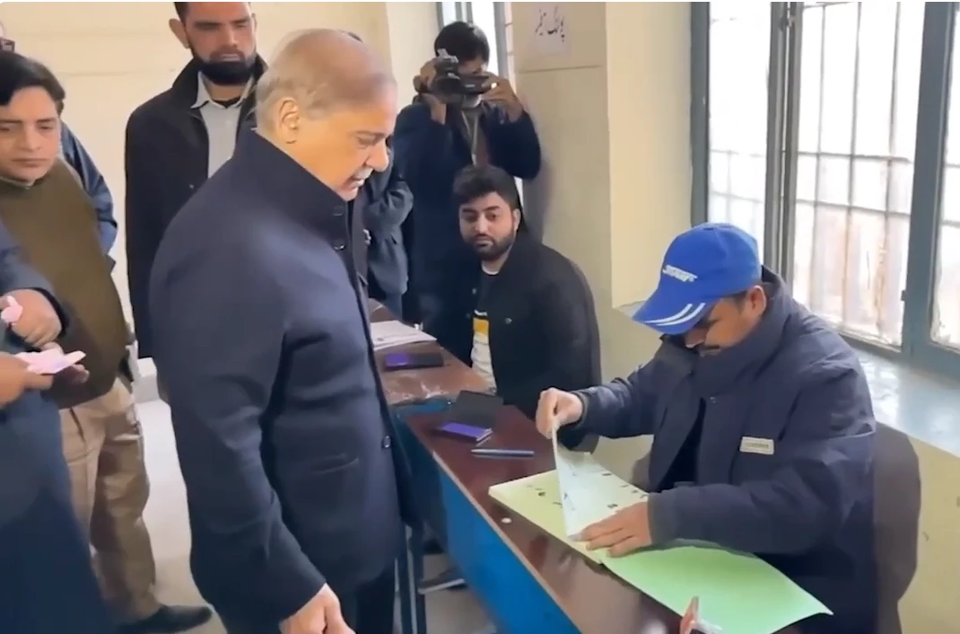 Shehbaz Sharif casts his vote in Lahore
