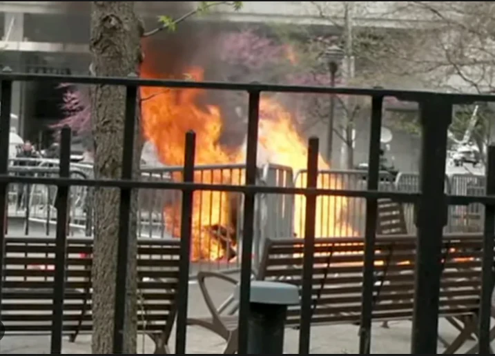 'Conspiracy theorist' sets self on fire outside Trump trial