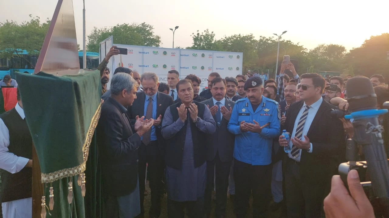 Federal Interior Minister Mohsin Naqvi inaugurates first electric bus fleet in Islamabad