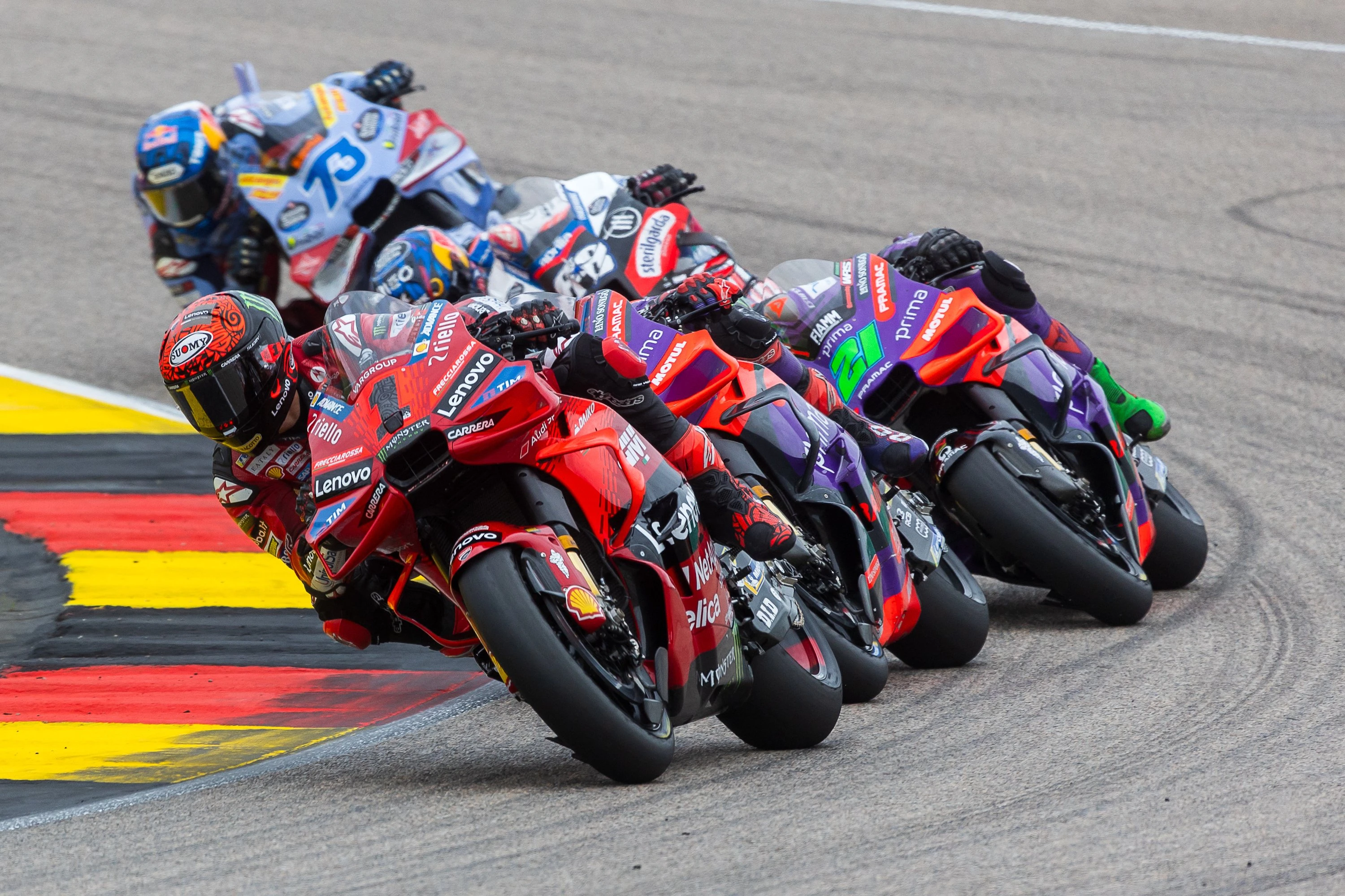 Bagnaia capitalises on late Martin crash in Germany