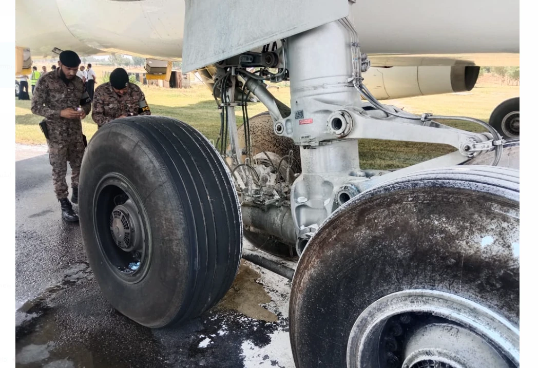 Saudi plane catches fire while landing at Peshawar Airport