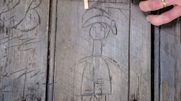 English castle reveals soldiers' gallows graffiti for the first time