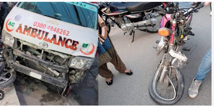 One killed after ambulance crushes motorcycle in Nowshera Virkan