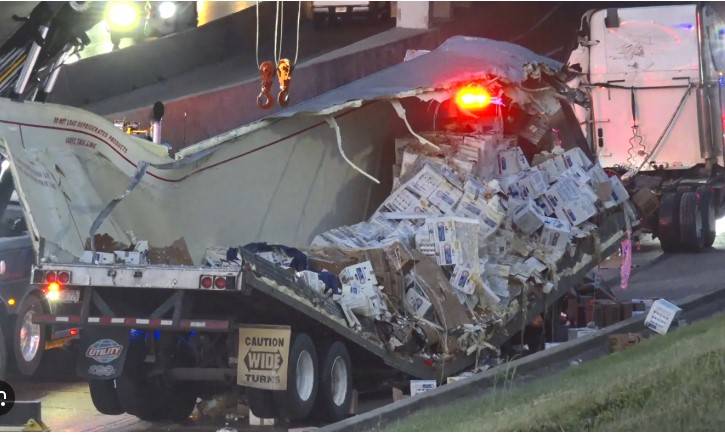 Truck crash leaves eggs on US freeway