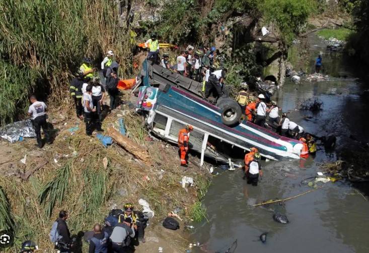 55 dead after Guatemala bus plunges into ravine