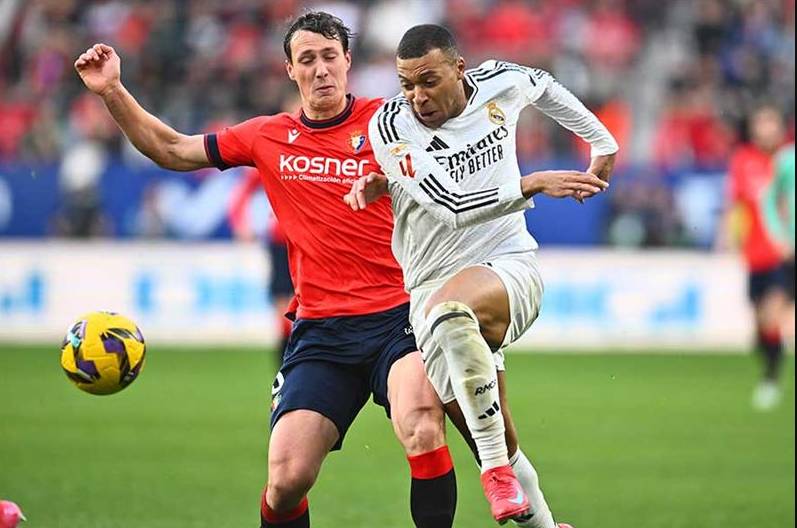 Real Madrid held by Osasuna with Bellingham sent off