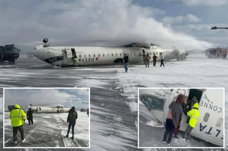 Delta plane flips upside down in Toronto crash, at least 18 injured