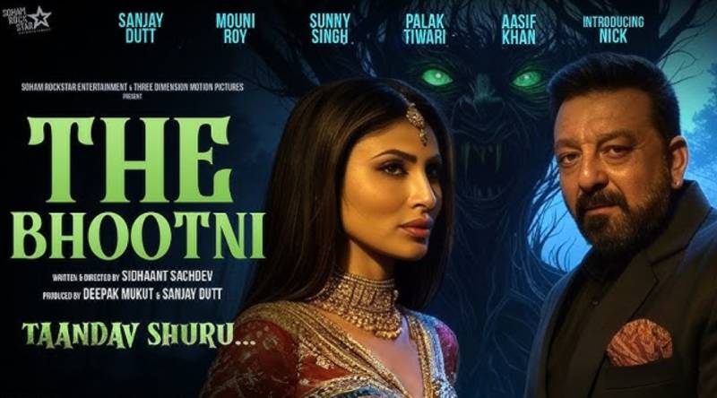Naagin Mouni Roy starring as Bhootnii together with Sanju Baba
