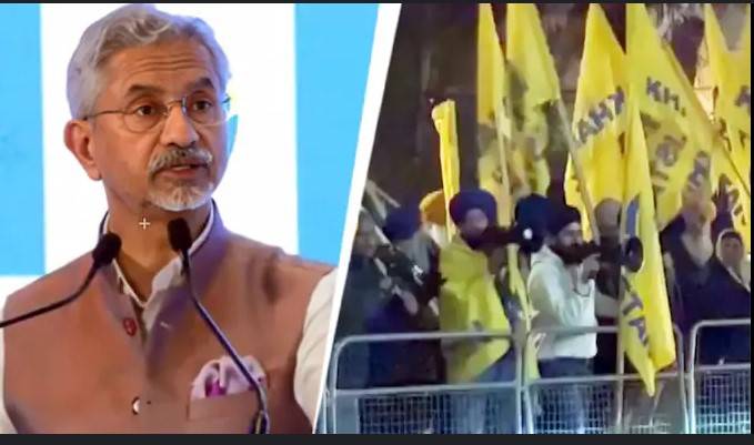 Indian flag torn apart in front of FM Jaishankar in London