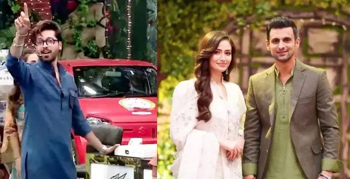 Fahad Mustafa roasts Sana Javed for texting Shoaib Malik in Jeeto Pakistan
