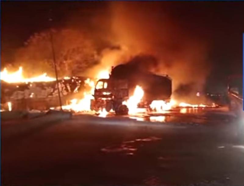 3 trailers loaded with oil, cotton torched in Mityari