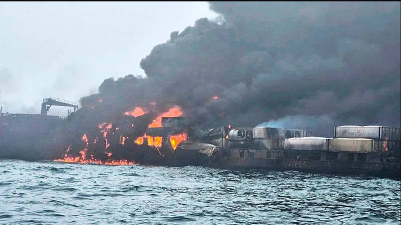 Ships blaze after North Sea crash, govt rules out foul play