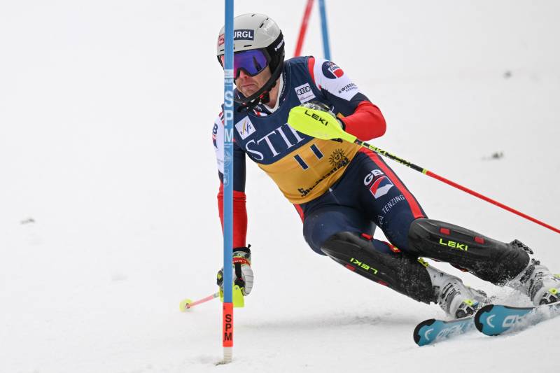 Norway's Haugan grabs men's slalom lead at World Cup Final