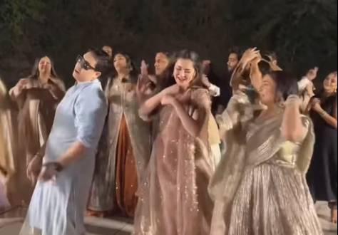 Hania Aamir’s enthralling dance performance with pals during wedding ceremony