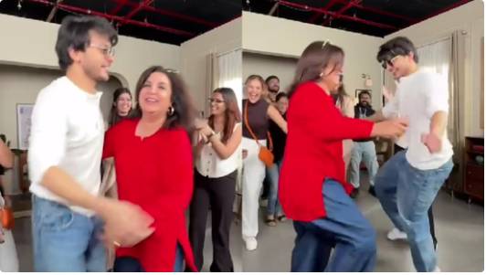 Fans can’t get enough of 60 years old Farah Khan’s one-leg dance moves with Veer Pahariya